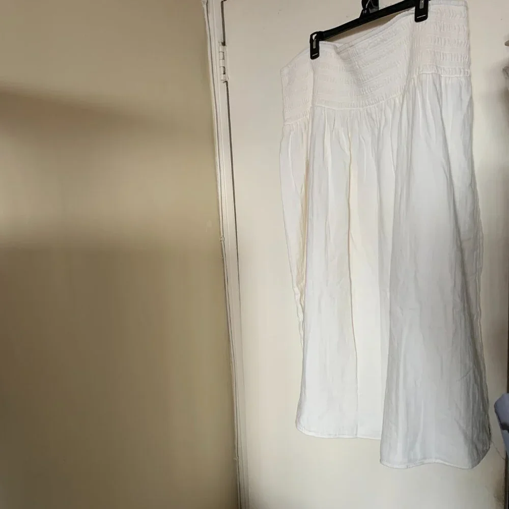 High-Waisted Crinkle Gauze Smocked Maxi Skirt SIZE L SEA SALT - Picture 9 of 11